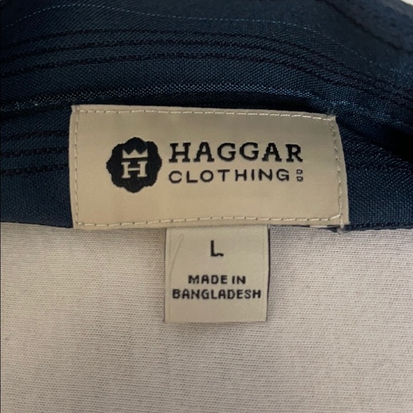 Haggar Button Down Patterned Shirt Short Sleeve - Picture 6 of 6